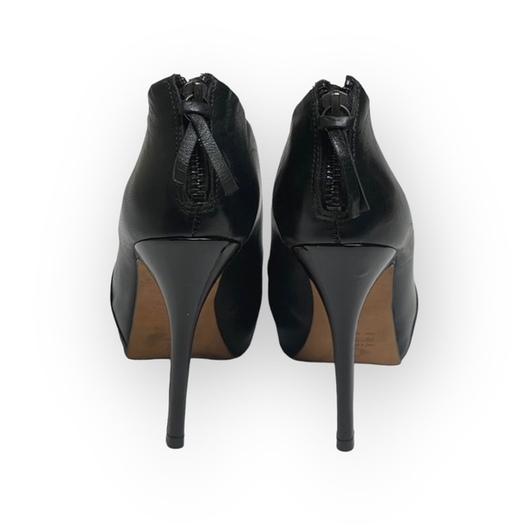 Luxe: Studio NK ꥟ Zip Back Platform Stiletto Heel Ankle Booties ꥟ Black Leather - Picture 4 of 16